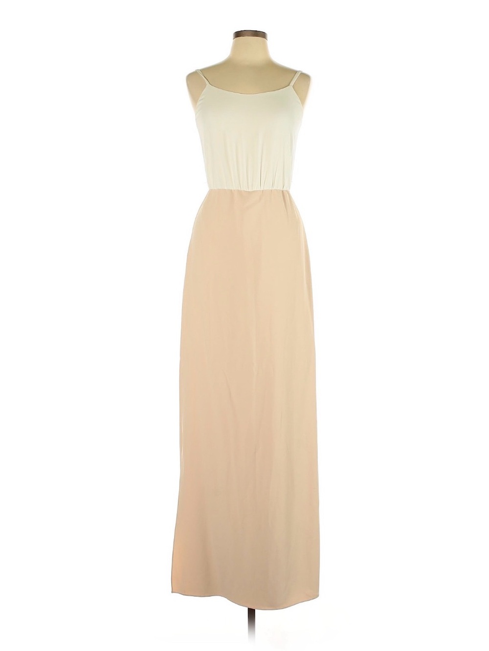 Alice + Olivia Sleeveless Two-Tone Maxi Jumpsuit in Cream and Tan